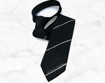 Cravate bling bling à rayures en cristal autrichien pour hommes Smoking formel complet pour mariage éblouissant de jais avec noeud papillon cristallisé pour bal de finissants