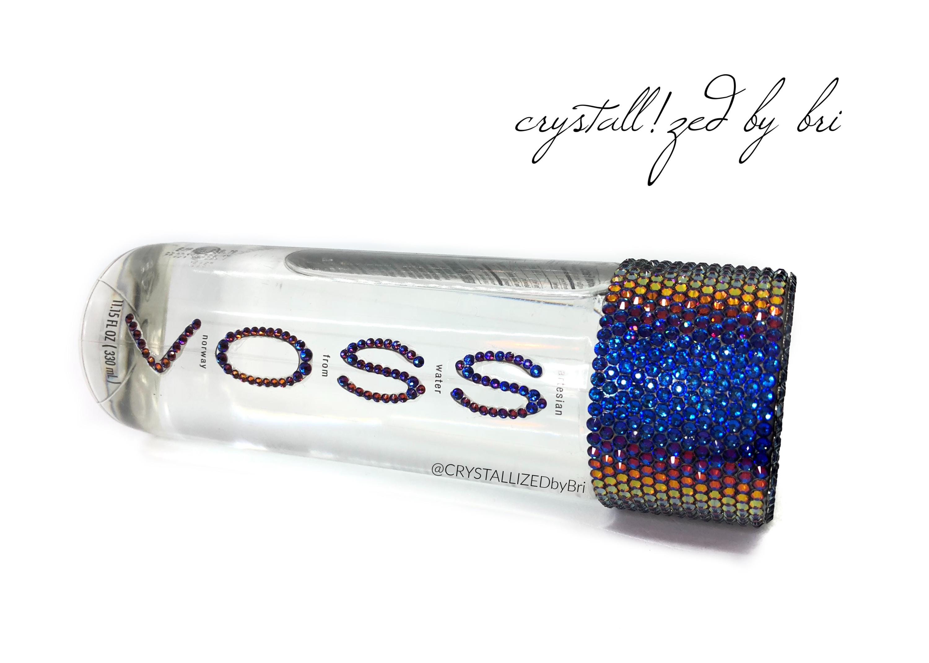 Custom Austrian Crystal VOSS Glass Water Bottle Bling Drinkware Crystallized Spring Water Bedazzled Gift Rhinestone Personalize it! Name