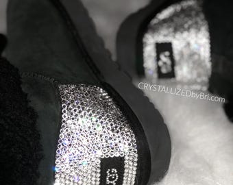 Bling Uggs Custom Austrian Crystal Ugg Boots Crystallized Shoe Footwear Luxury Australia Winter Sheepskin Rhinestone Wool