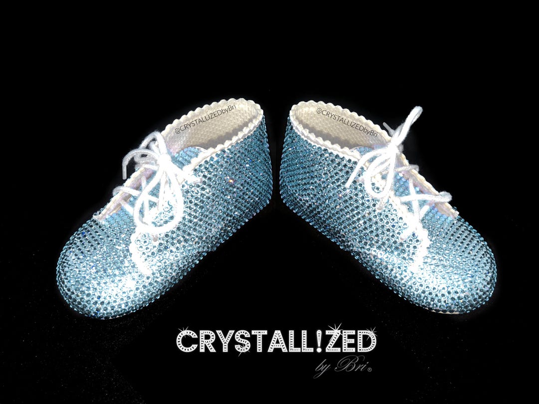 Custom Austrian Crystal Baby Booties Bling Newborn Christening ...