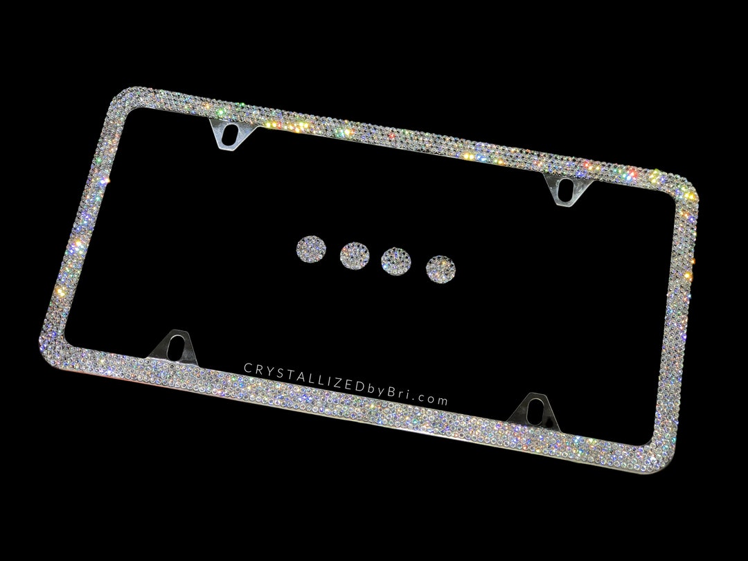 Austrian Crystal Crystal License Plate Frame Bling Slim Crystallized