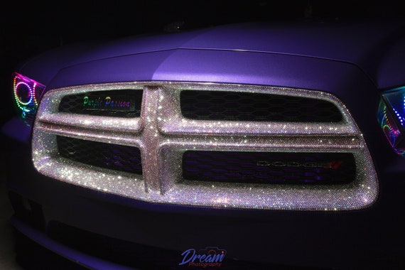 unique girl gift rhinestone Bling Car Accessories for women Car rear view  mirror purple pink clean crystal stones Made to order custom color