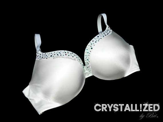 Austrian Crystal Push up Bra W/ Bling White Wedding Night