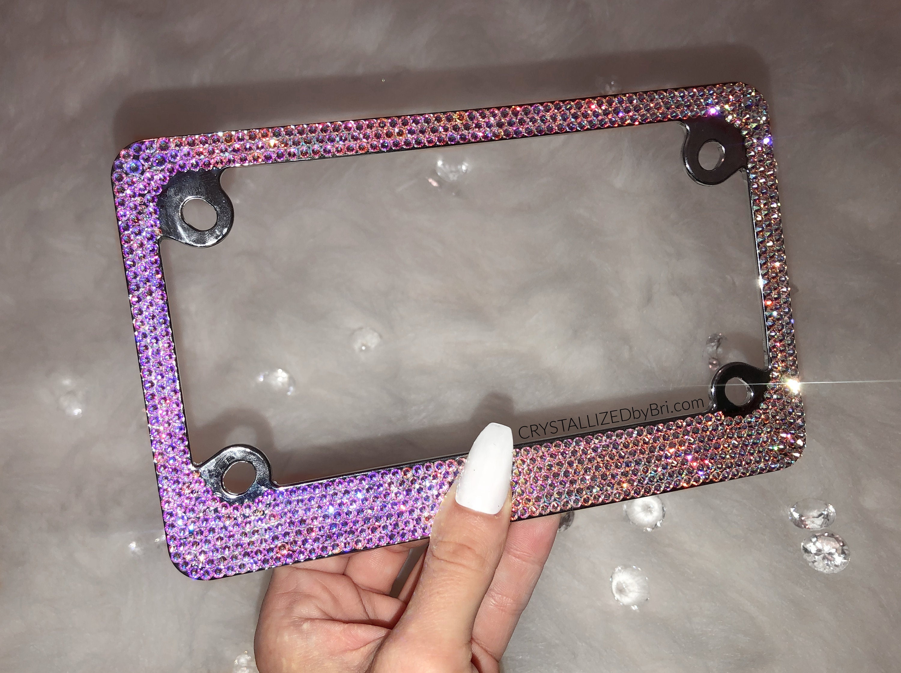 Luxury Bling License Plate Frame | Black On Black | Custom Cars By