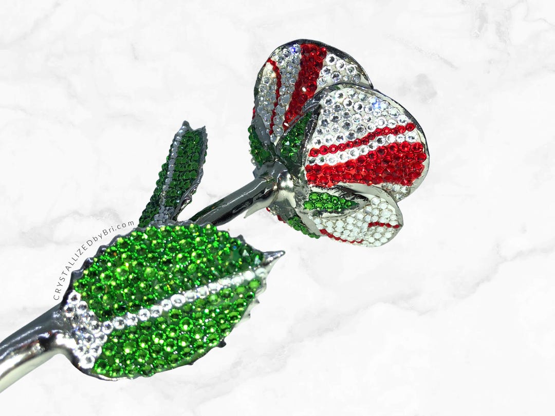 Austrian Crystal Peppermint Preserved Rose 24k Gold or Platinum Dipped ...
