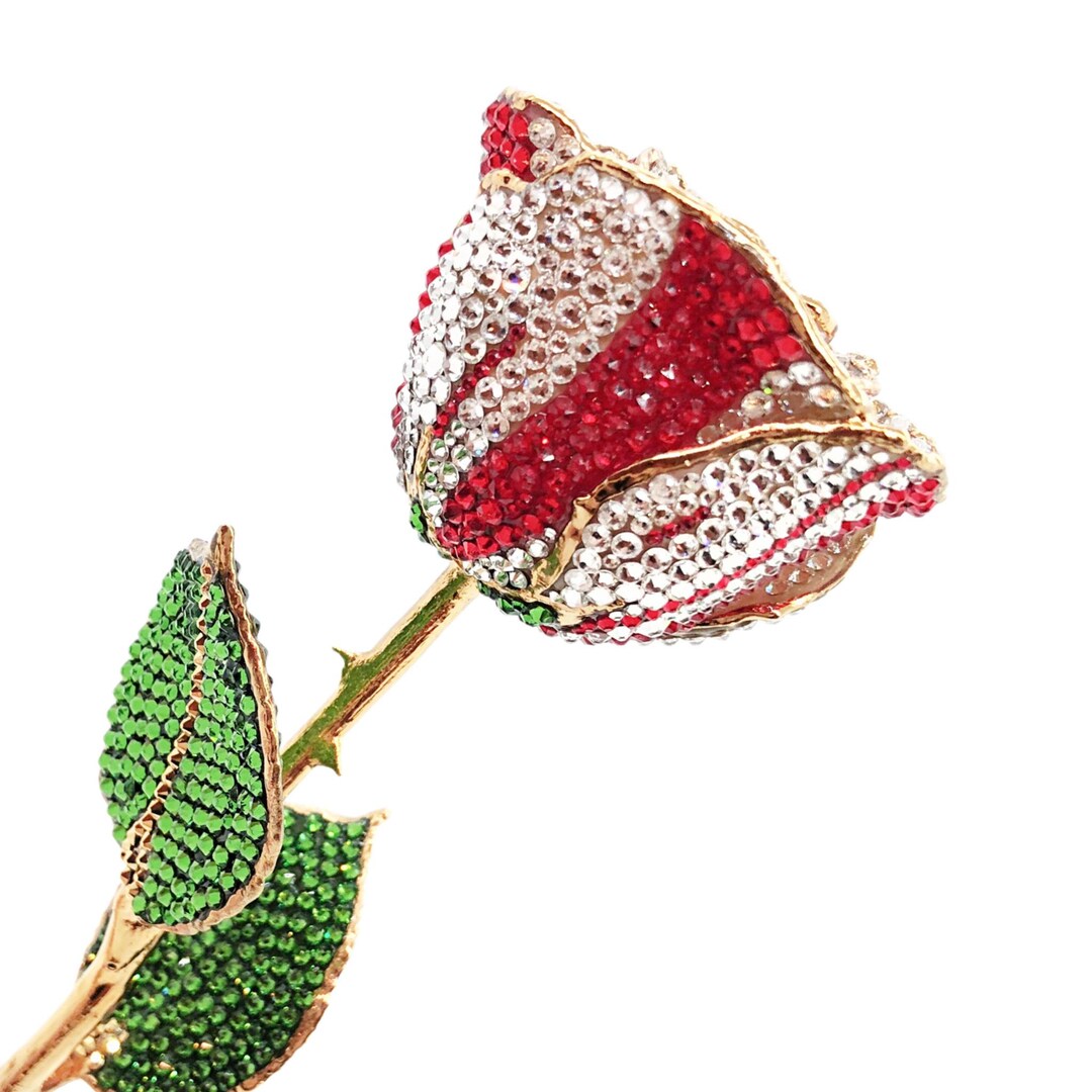 Austrian Crystal Peppermint Preserved Rose 24k Gold or Platinum Dipped ...