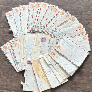 Lettres d'amour de la Seconde Guerre mondiale - Rugueux. Documents personnels manuscrits anciens/vintages. Correspondance. Timbres/Enveloppes - Capsules temporelles en papier