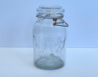 Vintage Clear King Jar- Glass Mason Food Jars. Boston Massachusetts- Smaley Kivlan & Onthank. Clear Lot