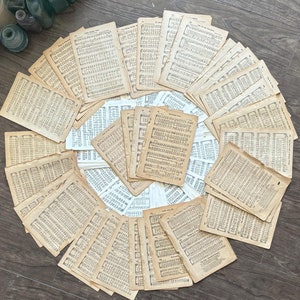 Partituras antiguas/vintage pequeñas - Páginas impresas - Hojas de papel antiguas. Canciones, bailes, ritmos. Letras envejecidas naturalmente. Scrapbooking, efímeras - Diario