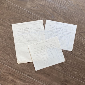 Facturas antiguas de funeraria. Documentos de la década de 1940, mecanografiados/manuscritos, contables y recibos. Cartas antiguas, titulares de facturas funerarias, sobres antiguos.