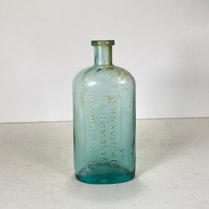 Antique 1800’s. Light Green-Aqua Vintage/Antique, Medicine Bottle. Fellows & Co Chemists New Brunswick-Vintage Lot- Remedys,Cures, Liniments