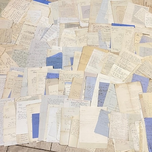 Documentos antiguos (manuscritos a mano, de la década de 1860 a la de 1940), cartas, libros de contabilidad, cartas antiguas, sobres, fotos, titulares de facturas, chatarra.