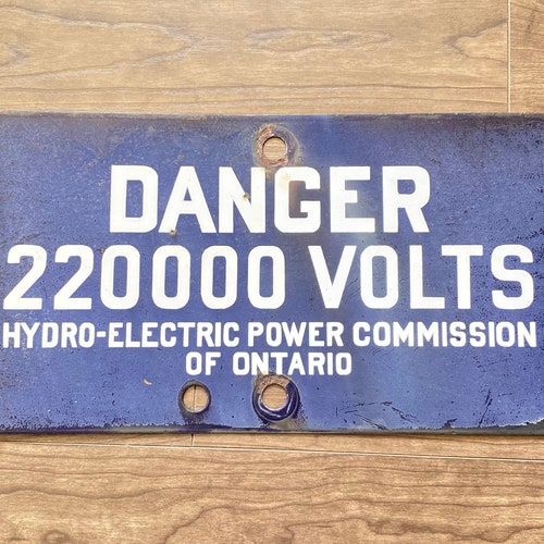 Antique/Vintage Enamel Sign. (18X10”) Blue Porcelain. Hydro-Electric Power outlets Commission Of Ontario.