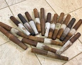 SETS OF 5) Antique Railway Insulator Pole Dowels. Screw Spikes For Insulators. Telegraph-Hydro Train Lines