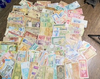 World Currency lots. Vintage banknotes. People, Animals, Landscapes. Colorful Lots. Small/Medium/Large Sized Notes. Coins/Paper Money. Bonds