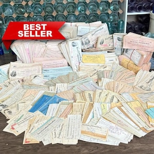 Lotes de cheques bancarios: documentos personales antiguos/vintage. Sellos/sobres. Papel. Paquetes de efímeras. Cheques bancarios, giros, depósitos. Juegos de manualidades.