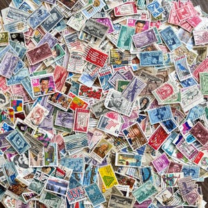 100 SELLOS) EE. UU. - Servicio Postal de EE. UU. Sellos cancelados. Lote de efímeras: Scrapbooking, filatelia, registro de artículos usados. Coleccionables de las décadas de 1920 a 2000.
