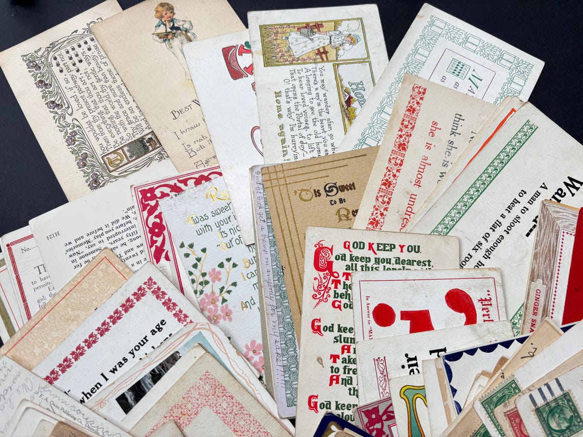 Notes 1900s 5 Antique Postcards: 1900s Vintage Ephemera for Junk Journals ...