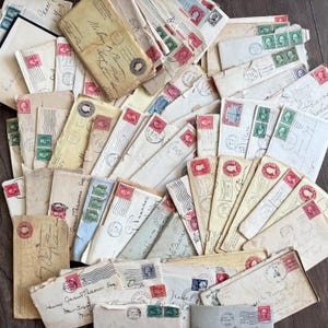 Cartas familiares de las décadas de 1900 y 1920: documentos personales manuscritos antiguos/vintage. Correspondencia. Sellos/sobres. Cápsulas del tiempo de papel. Libros de contabilidad.