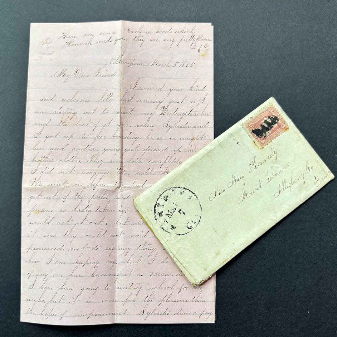 1865! Letter. Antique Personal Handwritten Document. Vintage Old Time ...