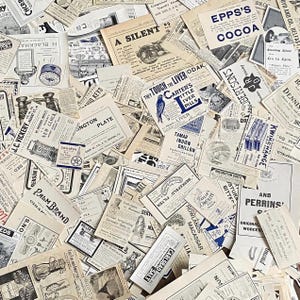 Anúncios antigos. Década de 1870-1930. Cartões de comércio vitorianos - Scrapbooking/Artesanato/Efêmeras - Diários/Cartas de lixo vintage, lote de fotos