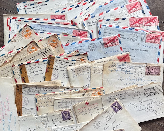 WWII Ephemera 1940s Love Letters Vintage Junk Journal Military Mail Paper Lots