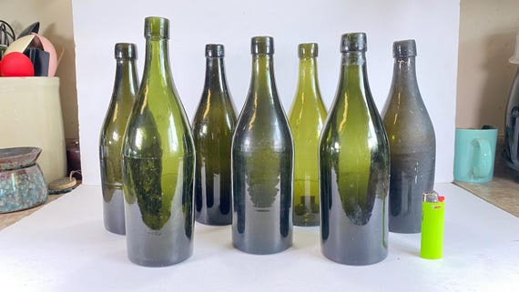 アンティーク ボトル ガラス 瓶 1900年代 2個セット 古瓶 イギリス アンティーク雑貨 アンティーク小瓶 イギリス 細身の小さなガラス