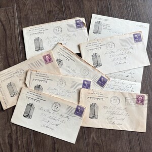 Lote de cartas de la década de 1930. Documentos personales manuscritos antiguos/vintage. Correspondencia. Sellos/Sobres. Cápsulas del tiempo de papel. Libros. Historias.