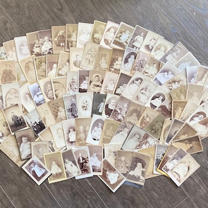 Photos anciennes. ENFANTS, années 1880-1900, papier éphémères/scrapbooking vintage-cartes d'armoire, CDV, journal indésirable, travaux manuels - art, écrit à la main