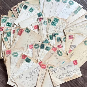 5) Sobres del siglo XIX. Sobres vacíos. Documentos personales manuscritos o mecanografiados, sobres antiguos, lotes antiguos. Paquetes de efímeras. Sellos, tinta.