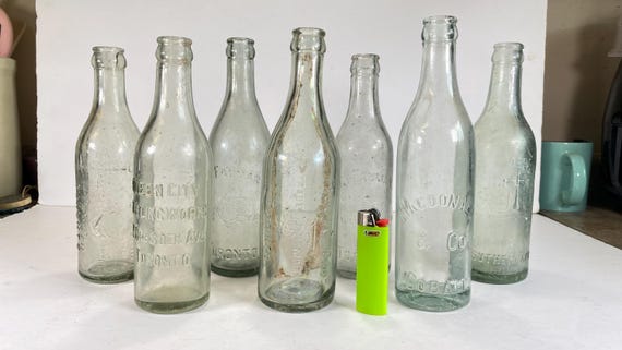 アンティーク ボトル ガラス 瓶 1900年代 2個セット 古瓶 イギリス アンティーク雑貨 アンティーク小瓶 イギリス 細身の小さなガラス