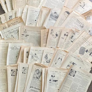 Páginas de revistas antiguas de las décadas de 1920 y 1930. Tareas del hogar, consejos médicos, recetas, anuncios, historias. Lote de antigüedades. Revistas/manualidades. Cartas antiguas.