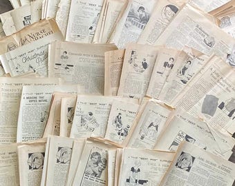 Vintage Magazine Pages 1920s-30s. Housekeeping,Medical Advice, Recipies,Advertisements,Stories. Antique Lots. Journal/Crafting. Old Letters