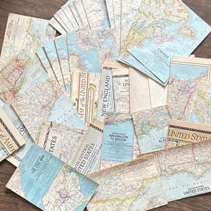 Cartes vintage. CANADA/USA.  Documents dépliants en papier ancien - Design coloré, lot de travaux manuels. Journal, éphémères (une carte)