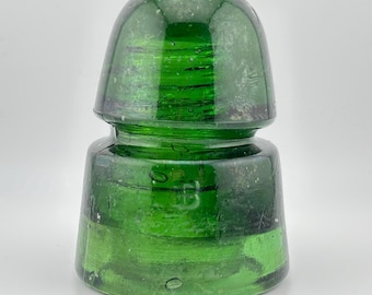 Scarce Green Antique Telegraph Insulator- CD145 Railway, Brookfield/Hemingray. Glass Pole Conductors. Craft, Decor Lot. Hydro-Bottle, Glass