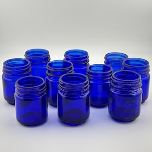 Bulk Blue Glass Jar Set - Antique Bottle Decor - Vintage Apothecary Candle Holders