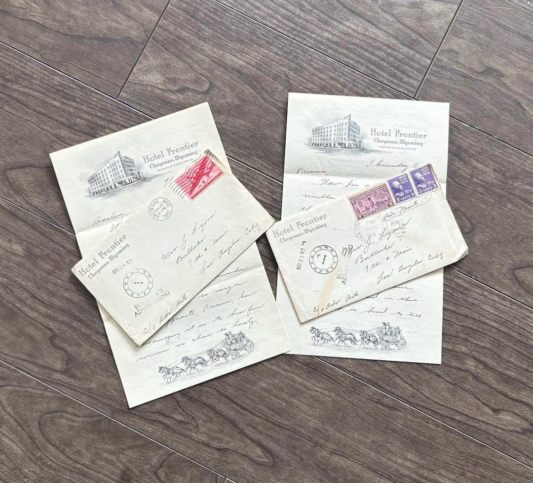 2 Vintage Hotel Letters, Covers & Stamps. Stamped Vintage Paper ...