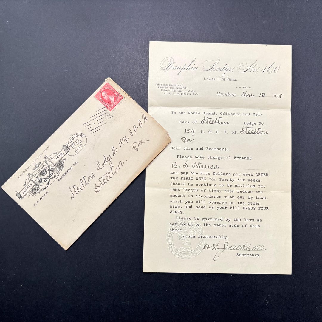 1890’s Order of Oddfellows Letter. Antique/ Vintage Handwritten ...