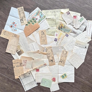 Lot d'éphémères mélangés ! Papier à en-tête vintage Ephemera/Scrapbooking Pieces. Junk Journal, artisanat. Manuscrit, photos, publicité, revue