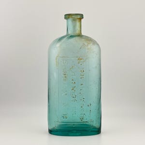 Antique 1800’s. Light Green-Aqua Vintage/Antique, Medicine Bottle. Fellows & Co Chemists New Brunswick-Vintage Lot- Remedys,Cures, Liniments