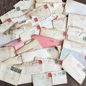 5) Cartas de amor de la década de 1930 (forma tosca). Documentos personales manuscritos antiguos/vintage. Correspondencia. Sellos/sobres (lotes de cápsulas del tiempo).