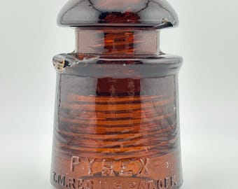 Reddish Amber Insulator- Telegraph Railway, Pyrex. Glass Pole Conductors. Craft, Decor Lot. Hydro-Bottle, Glass. Great Color-Hemingray Style