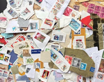 GROSSES Vintage Briefmarken Lot. Weltweit Gestempelte Briefmarken. Ephemera Lots- Scrapbooking, Philatelie, Junk Journaling.Collectables-Briefe, handgeschrieben