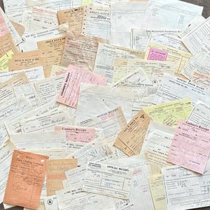 5) Facturas/Recibos/Encabezados de factura antiguos. Documentos contables/antiguos: álbumes de recortes/paquetes de efímeras. Cartas antiguas. Lotes de libros contables. Papel antiguo.