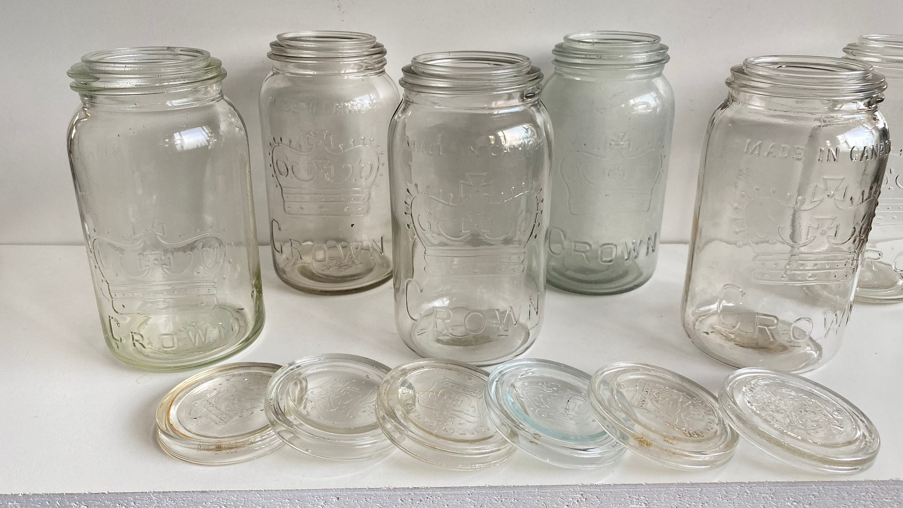 SET OF 6 Vintage Crown Jars 19201930s Glass Mason Food Etsy