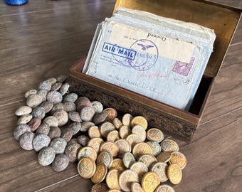WW2 Letters + Buttons) -Antique/ Vintage Sweethearts. Personal Handwritten Documents. War Correspondence. Historic Time Capsules. History