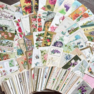 Antique Flower Postcards: 1900s Vintage Ephemera for Junk Journals