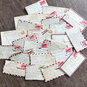 ¡Cartas de amor! Segunda Guerra Mundial - Forma irregular. Documentos personales manuscritos antiguos/vintage/correspondencia - Sellos/Sobres - Lotes de cápsulas del tiempo de papel