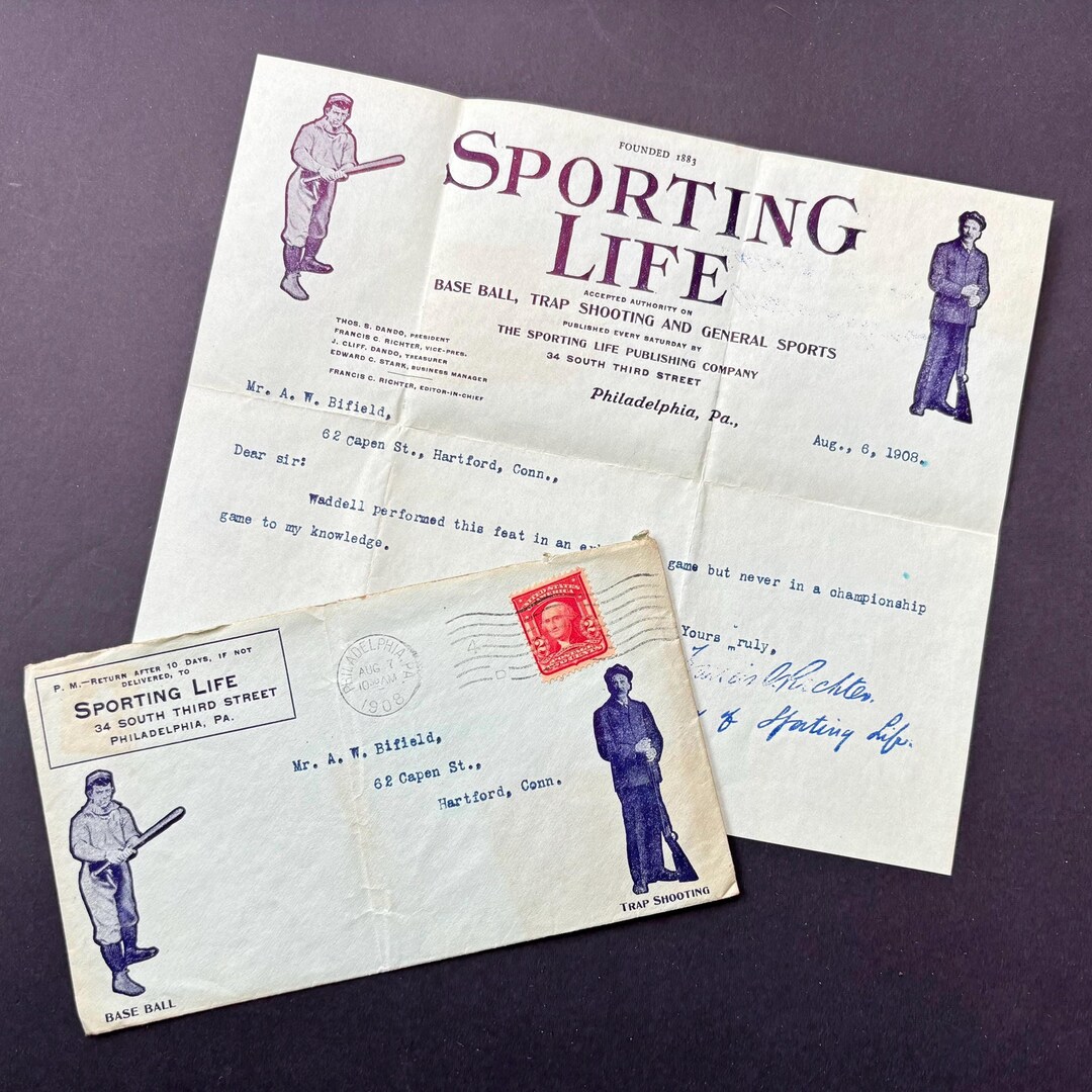 1908 Sports ! Antique Letter. Paper Ephemera. Documents, Craft Decor ...