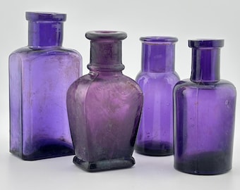 アンティークの紫色のガラス瓶：1915年以前のヴィンテージクラフト